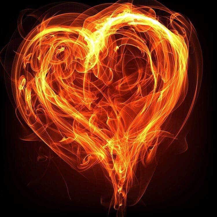 Heart shape made from flames